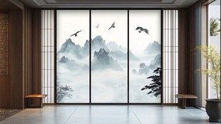 中式山水屏风雅致空间