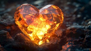 炽热水晶心闪耀于石间