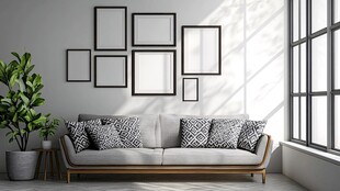 简约客厅沙发与装饰画布置