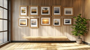木质墙挂摄影作品展示空间