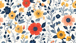 花卉图案背景 多彩清新风