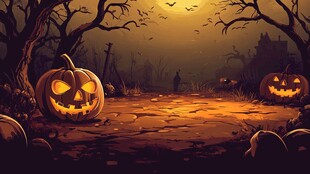 万圣节恐怖南瓜夜场景