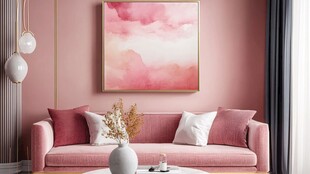 粉色温馨客厅沙发装饰一角