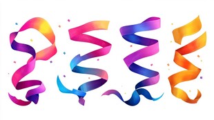 彩色螺旋彩带装饰元素