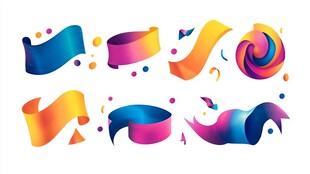 多彩渐变飘带装饰元素集