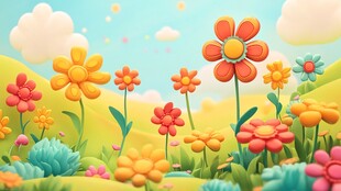 春日花海缤纷梦幻插画