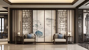 中式雅致客厅隔断装饰图