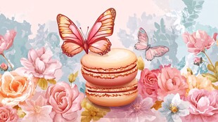 浪漫马卡龙与缤纷花卉