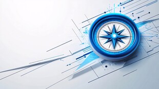 蓝色科技风指南针创意图像