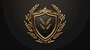 金色麦穗盾牌徽章图案