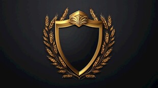 金色盾牌麦穗荣耀徽章