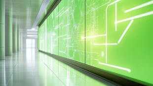 科技走廊的绿色数字景观