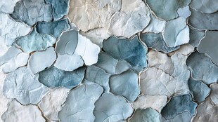 蓝白色不规则石片墙面