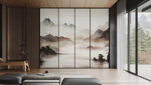 新中式山水风室内衣柜设计