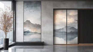 中式山水风室内门装饰画