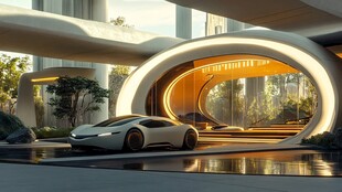 未来感科幻汽车停靠场景