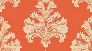 橘底欧式复古花纹图案