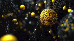 金色悬浮球体梦幻场景