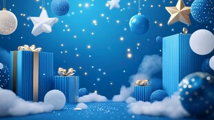 梦幻蓝调节日礼物装饰场景
