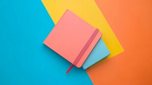 彩色背景上的两本精致笔记本