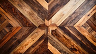 人字形拼花木地板特写