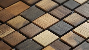 多彩木质马赛克瓷砖特写