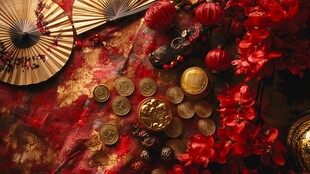 中式喜庆场景的吉祥物件