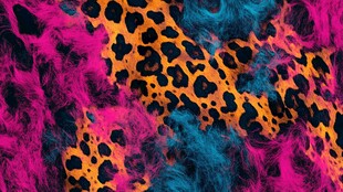 多彩豹纹与毛绒纹理图案