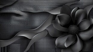 黑色花卉金属质感背景图