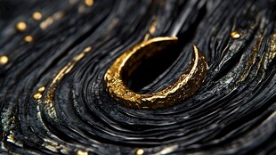 黑金质感月牙形饰品特写