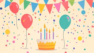 生日派对场景插画