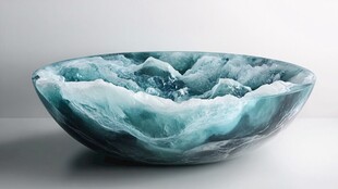 蓝绿色海洋风树脂艺术碗
