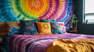 多彩扎染风卧室温馨床铺