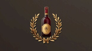 优雅红酒配金色月桂花环