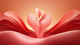 爱心绽放的梦幻渐变背景