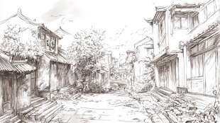 古巷素描 静谧中式老街景