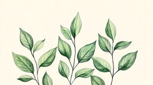 清新手绘绿叶植物图案