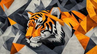 几何风格老虎头像图案