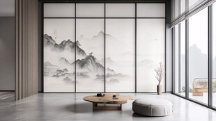 中式禅意茶室 山水屏风之美