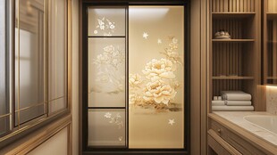 中式典雅浴室移门装饰