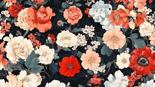 复古花卉图案 典雅风背景