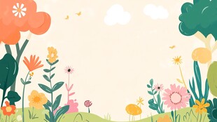 春日烂漫花卉插画背景