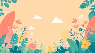 春日花卉风景插画