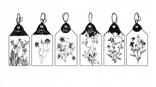 花卉图案吊牌设计素材