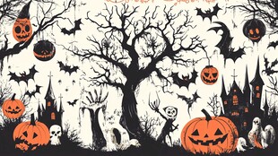 万圣节恐怖奇幻场景插画