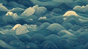 蓝绿色海浪图案背景