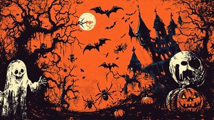 万圣节恐怖魔幻场景插画