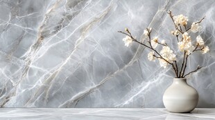 大理石背景前的雅致花瓶插花