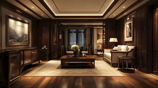 中式典雅客厅室内场景展示