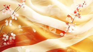 梦幻柔纱上的烂漫花枝